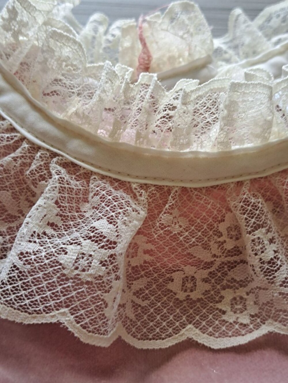 Vtg 60's Majesty Pink Rose Velvet Girls Dress With Lace Collar Cuffs Size 6 USA - Picture 2 of 9